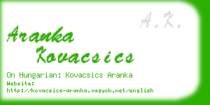 aranka kovacsics business card